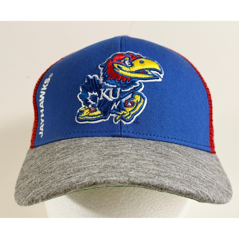 Adidas Trucker Hat Mens OSFA Blue Red Kansas Jayhawks Snapback Cap